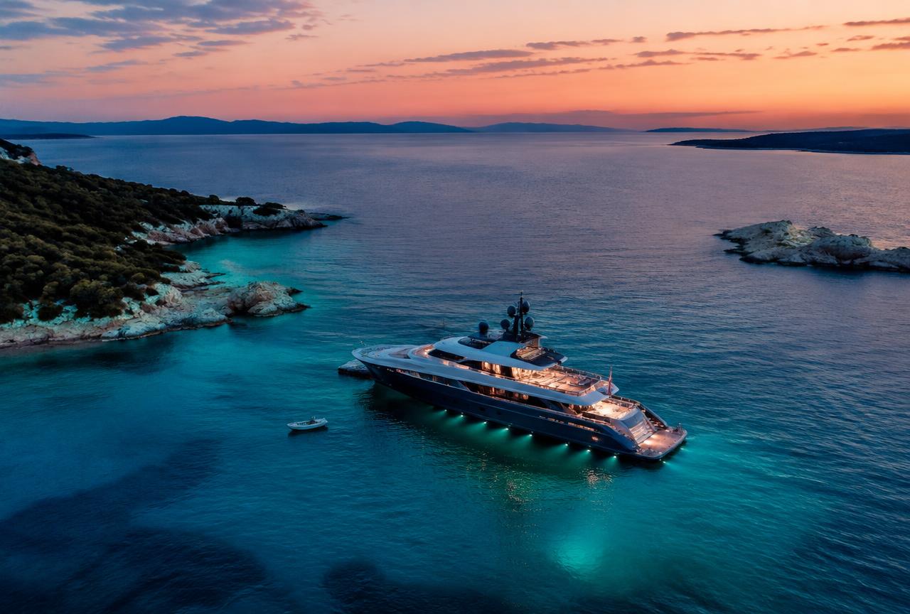 Illustrative yachts image; not a photograph of a Lürssen product or property.
